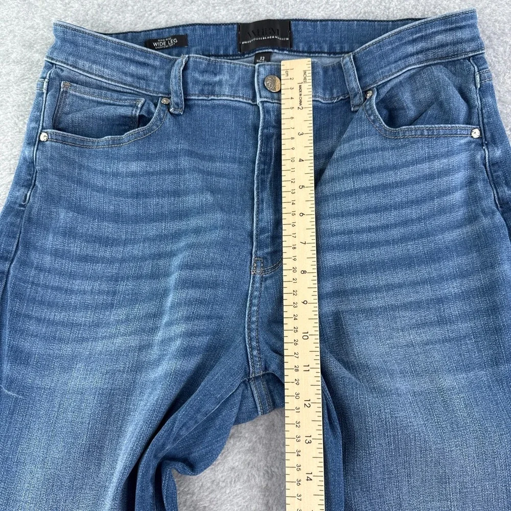 White House Black Market Jeans Womens 12 Blue Wide Leg High Rise Soft Stretch
